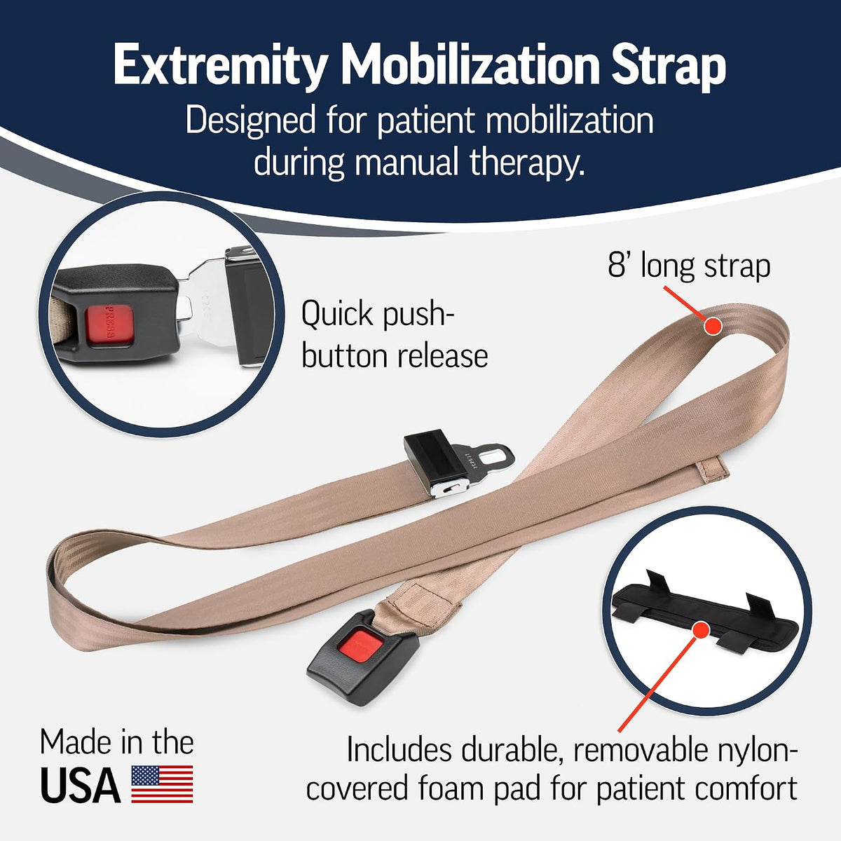 OPTP Extremity Mobilization Strap – 8’ Manual Therapy Belt, Made in the USA