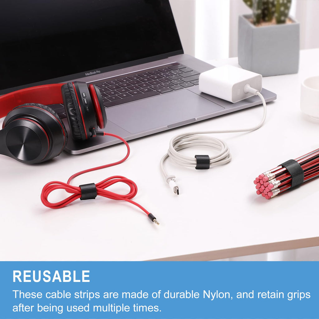 100 PCS 8 Inches Reusable Cable Ties | Adjustable Cord Wraps, Cable Straps