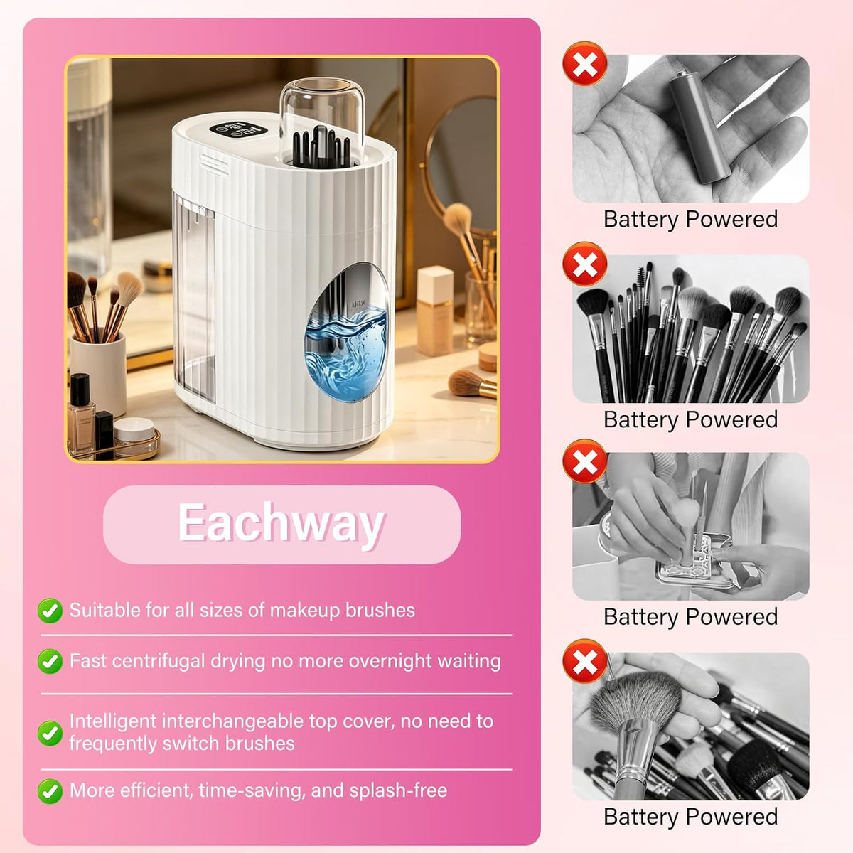 Electric Makeup Brush Cleaner Machine Automatic Deep Cleaning (Air Clean)