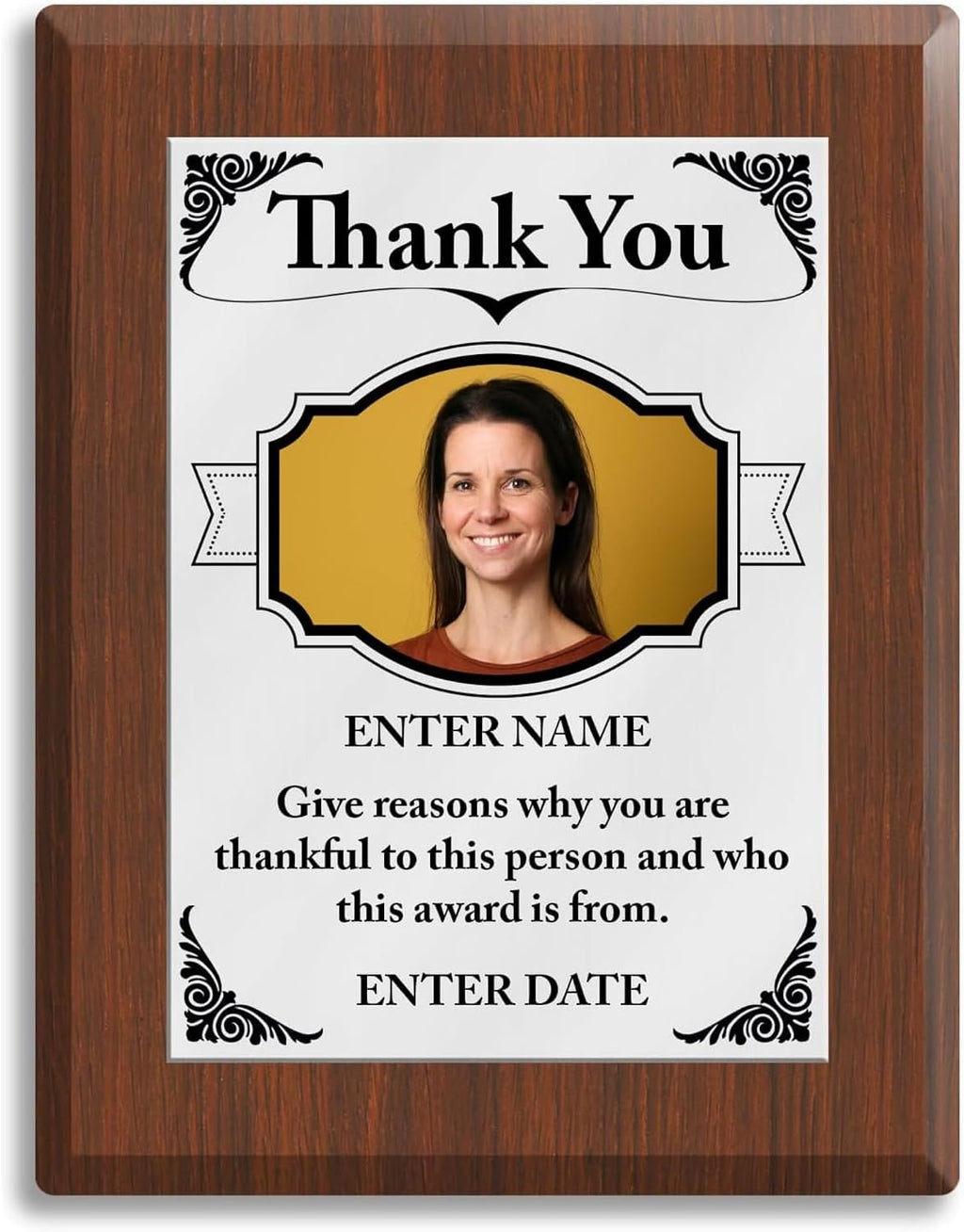 Personalized Thank You Award Plaque - Custom Appreciation & Service Gift | Upload Own Photo & Text, Full-Color