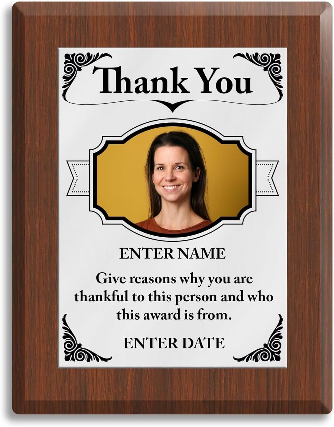 Personalized Thank You Award Plaque - Custom Appreciation & Service Gift | Upload Own Photo & Text, Full-Color