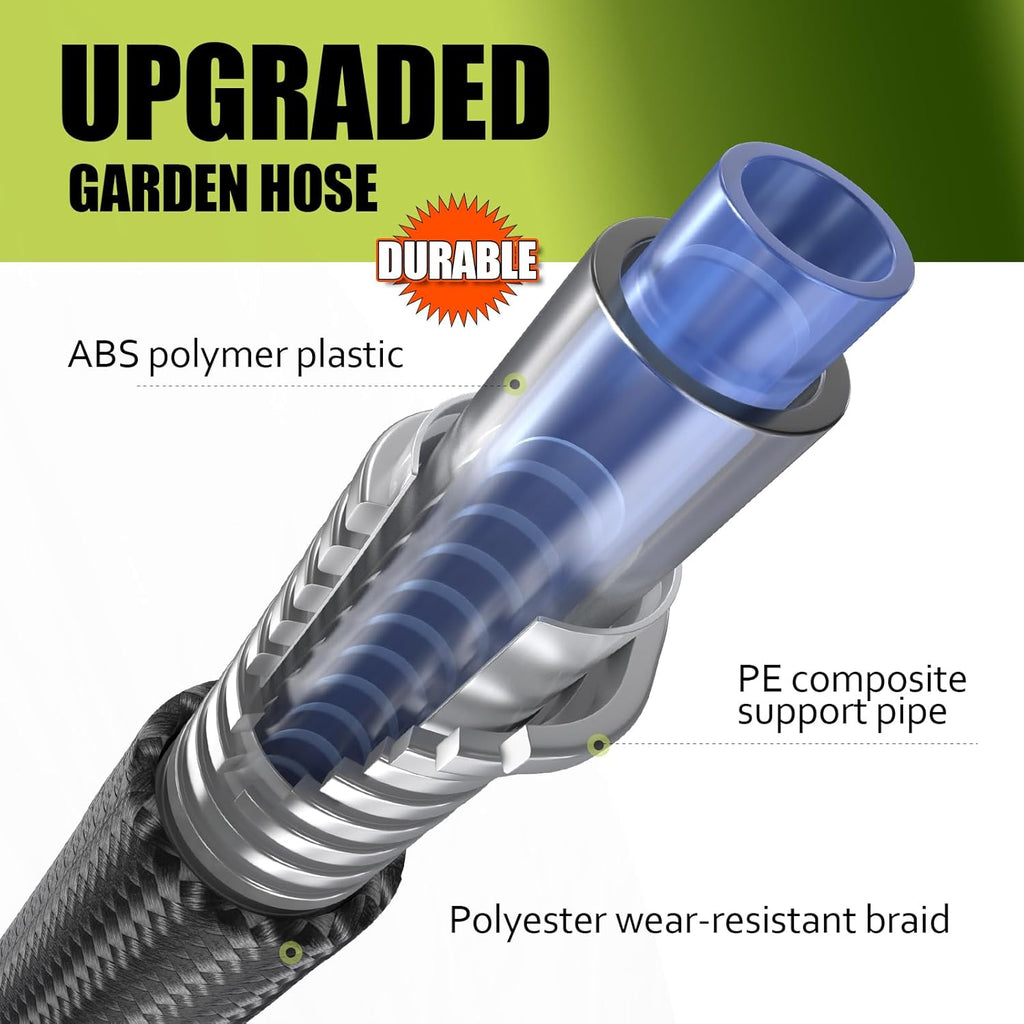 Garden Hose, Flexible Water Hose, Ultra Lightweight Non-Expanding hose with 10 Function Sprayer, Leak proof, Pressure