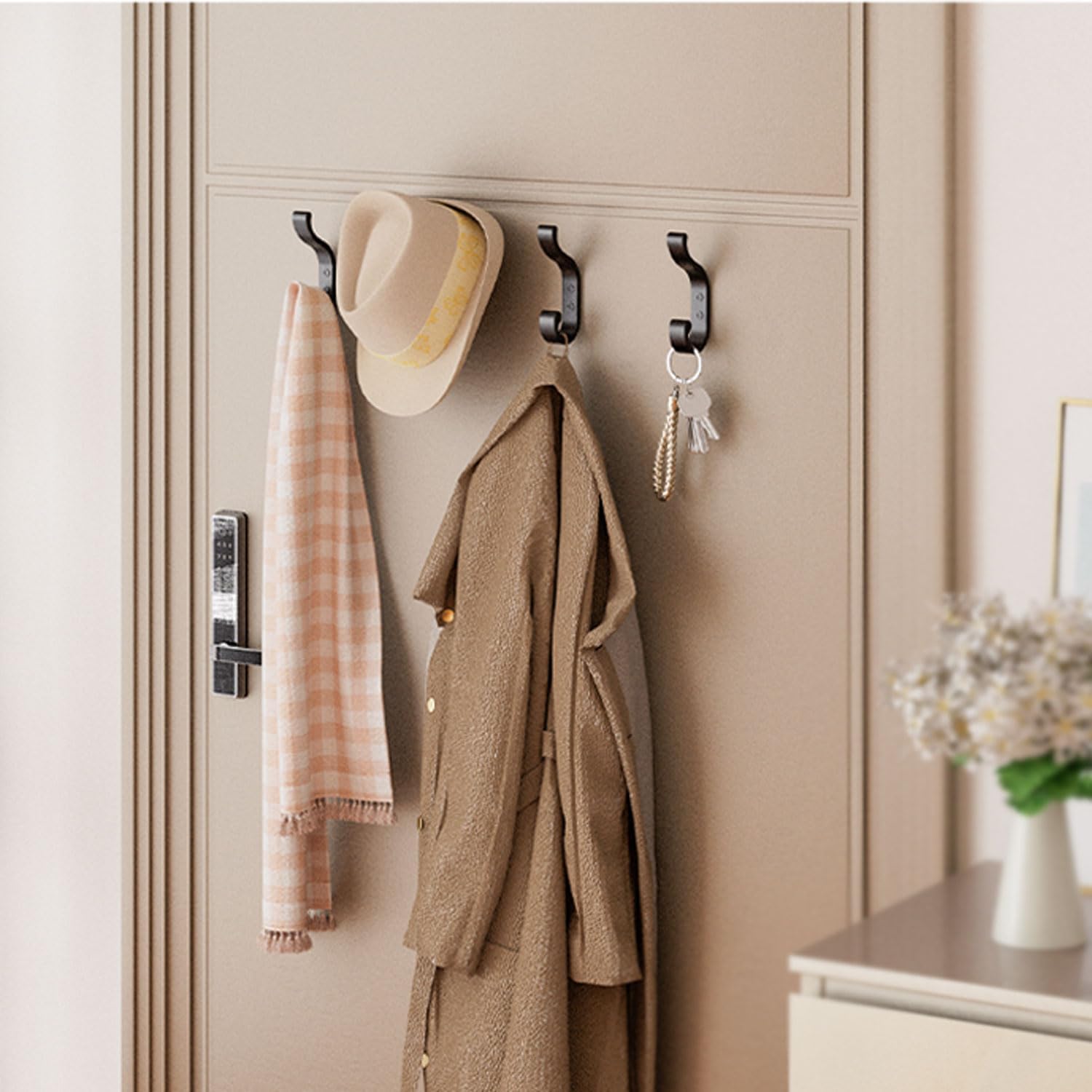 Coat Hooks Wall Mount for Hanging, Heavy Duty Backpack Hooks for Wall, Hold up to 30 lbs, Large Hanger Hooks for