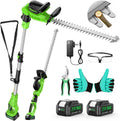 2 in 1 Pole Hedge Trimmer Cordless & Handheld Hedge Trimmer with 2 Pcs 4.0Ah Battery & Charger, 20V Electric Hedge
