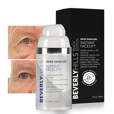Mens Instant Facelift and Eye Serum Treatment for Dark Circles, Puffy Eyes, and Wrinkles
