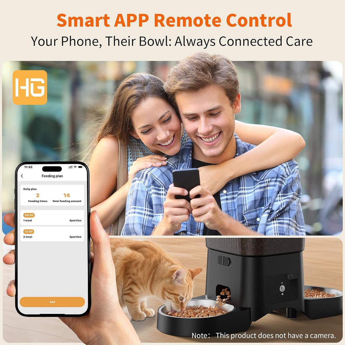 Automatic Cat Feeder for 2 Cats,2.4G/5G WiFi APP Control