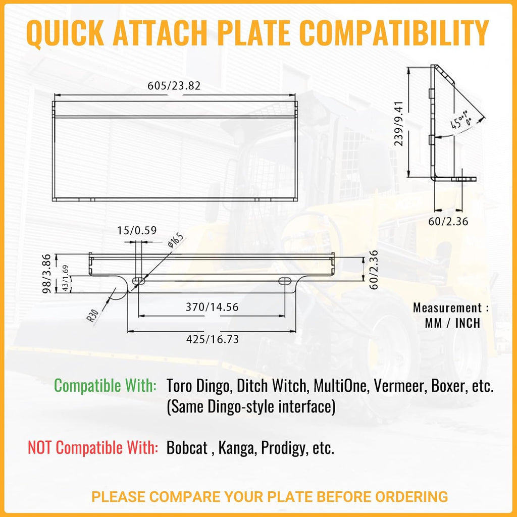Mini Skid Steer Loader Auger Attachments, Hydraulic Auger with 6"/8"/12" Drill Bits, Heavy Duty Skid Steer Attachment