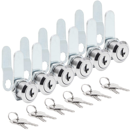6 Pack Cabinet Cam Locks Keyed Alike, 5/8" (16mm) Cam Lock Set
