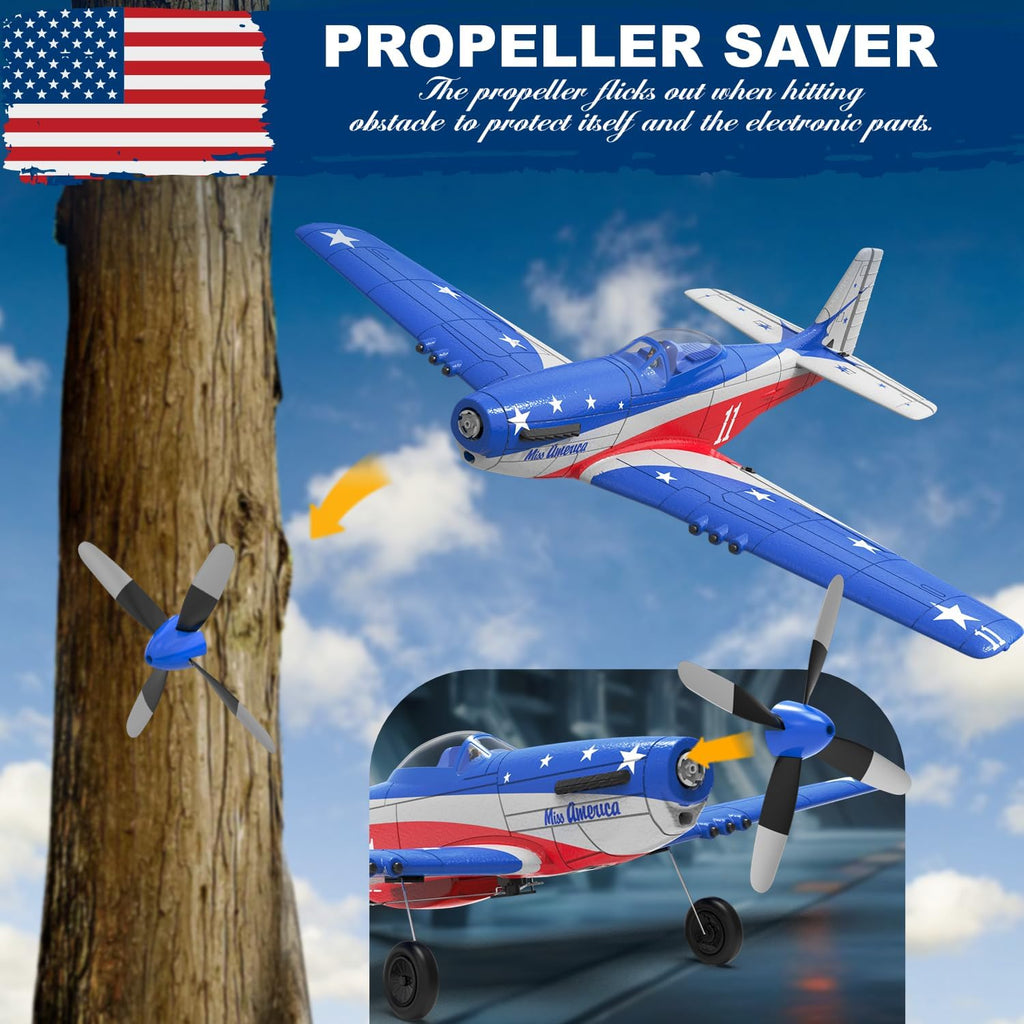 4 Channel RC Plane, Ready to Fly Aerobatic Aircraft, Easy Control for Beginners, P51 Mustang RC Airplane for Adults