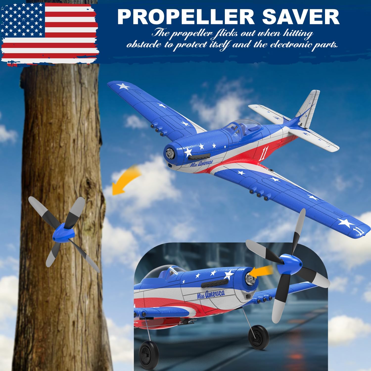 4 Channel RC Plane, Ready to Fly Aerobatic Aircraft, Easy Control for Beginners, P51 Mustang RC Airplane for Adults