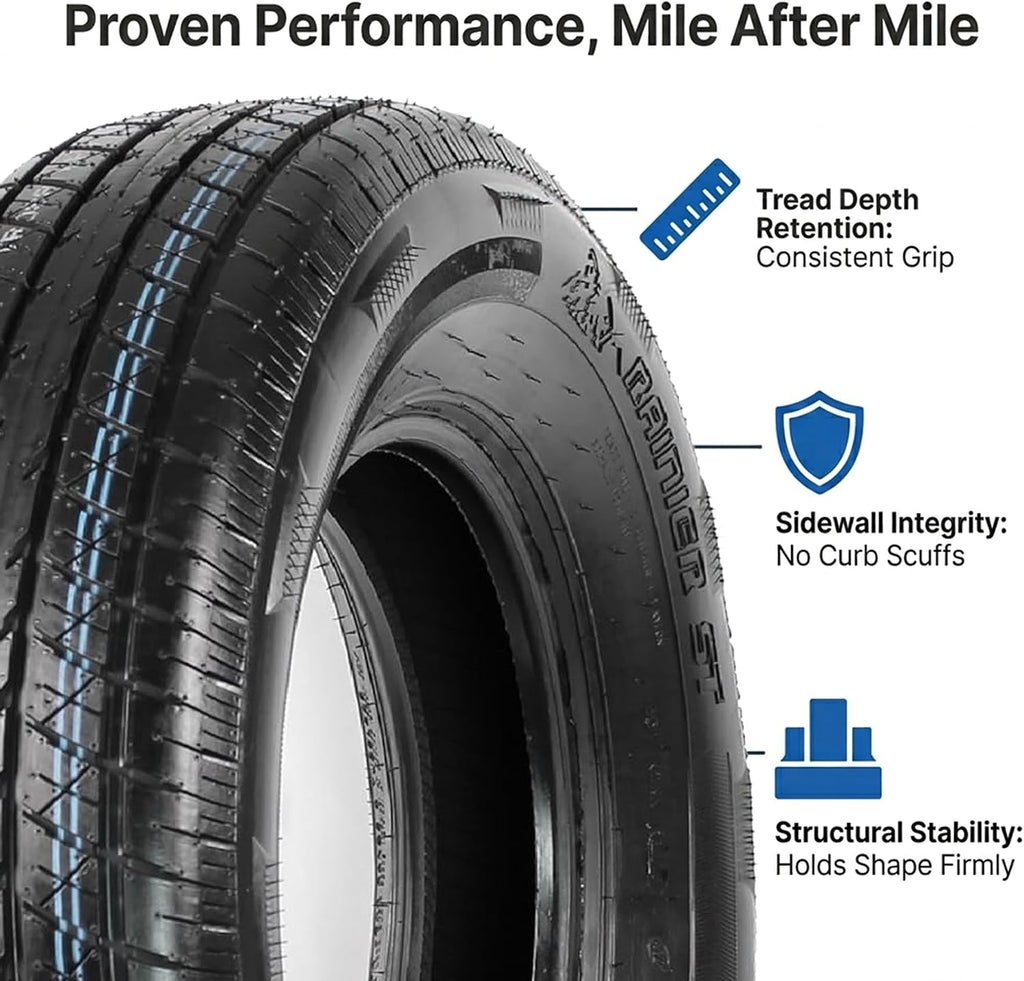 2-Pack ST205/75R15 DEEP TREAD Radial Trailer Tire Load Range D