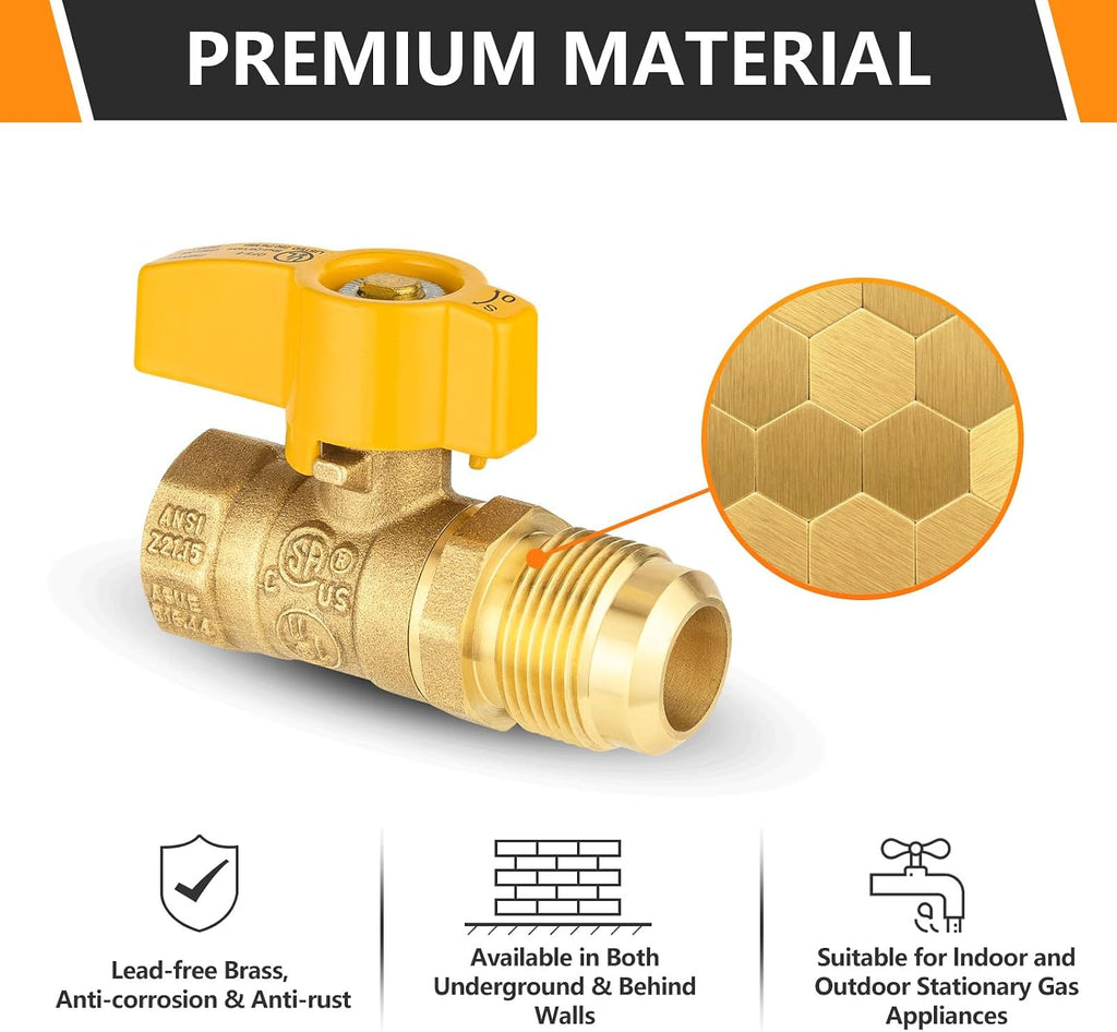 1PC HeSun 1/2" FIP x 1/2" OD Straight-Flare Gas Ball Valve(VALVE231-1)