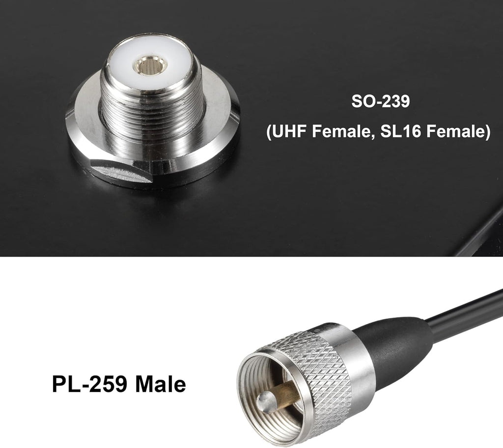 Heavy Duty 8.8inch Triangle Super Strong Magnetic Base Mount SO-239 Connector with 16.4FT Cable PL-259 Plug for Car