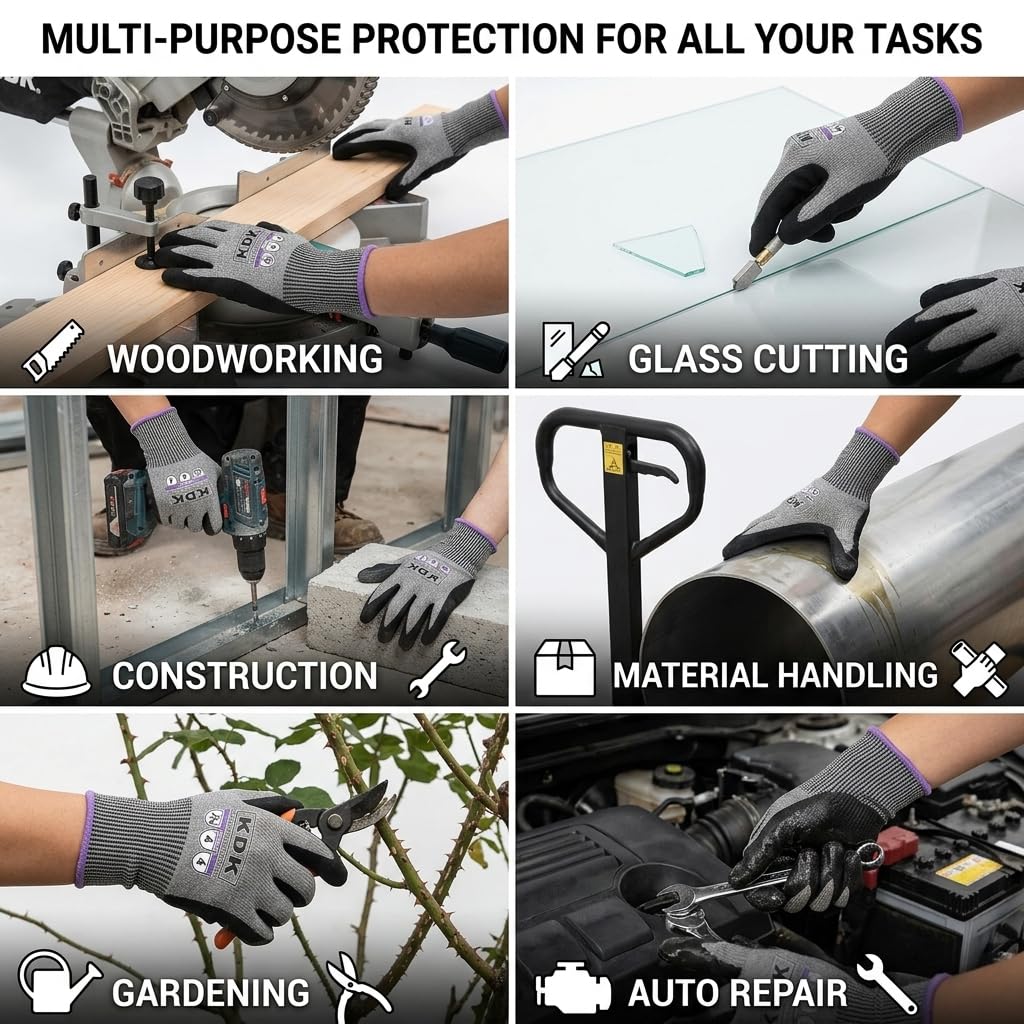 ANSI A6 Cut Resistant Work Gloves for Men Women, Nitrile Coated
