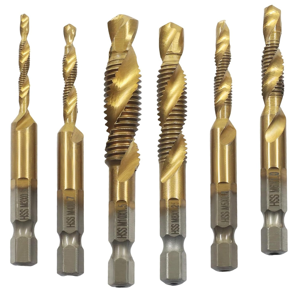 6-Piece Tap and Drill Set, M3, M4, M5, M6, M8, M10 Metric