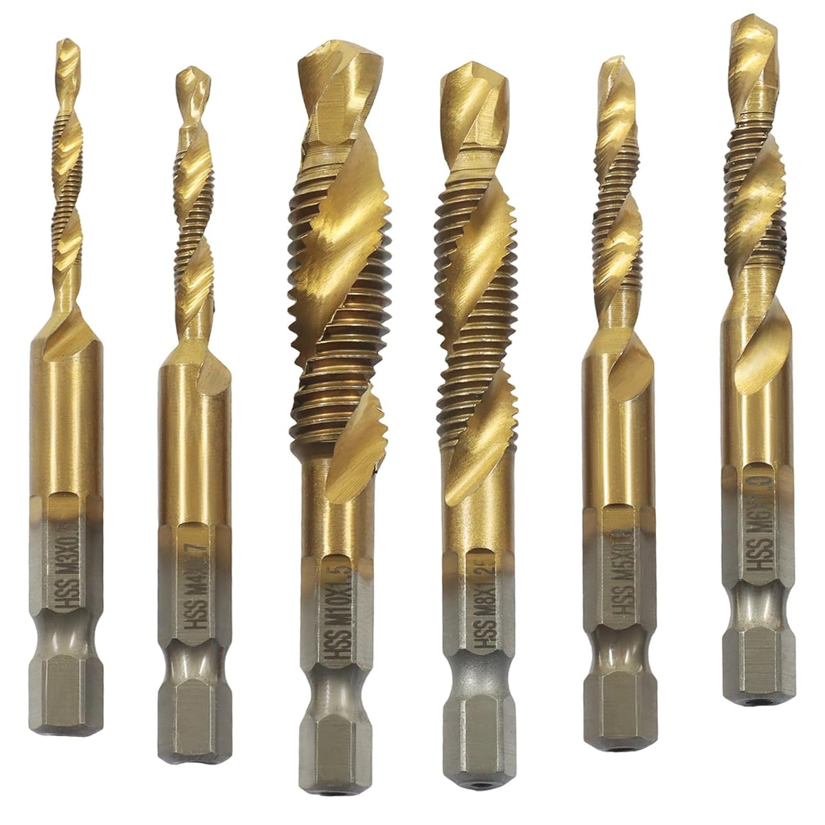 6-Piece Tap and Drill Set, M3, M4, M5, M6, M8, M10 Metric