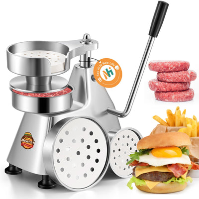 Commercial Burger Patty Maker, 3-in-1 Stainless Steel Press