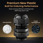 QILIPSU 10pcs M20SL Long Thread Cable Gland Waterproof IP68 Nylon Strain Relief Cord Grip Cable Pass Through Wire Connector
