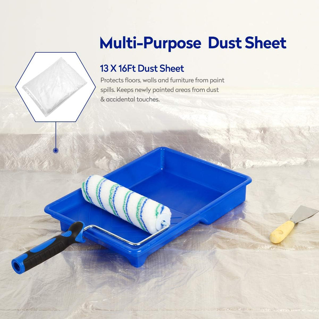 13x16Ft Plastic Drop Cloth 1 Mil Clear Tarp for Painting,Furniture