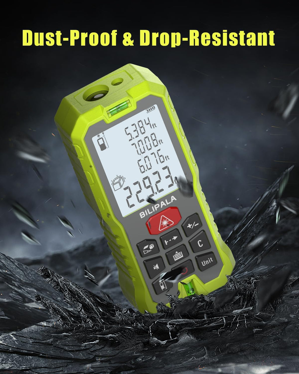 Laser Measure, 165ft Digital Laser Distance Meter with 2 Bubble Levels, 2" Backlit LCD, High Precision Laser