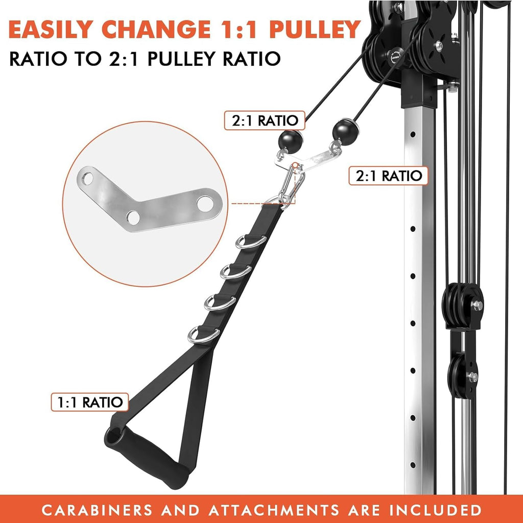 Wall Mount Cable Station, Cable Crossover Machine with Dual Pulley System and 19/27 Adjustable Positions for Home Gym