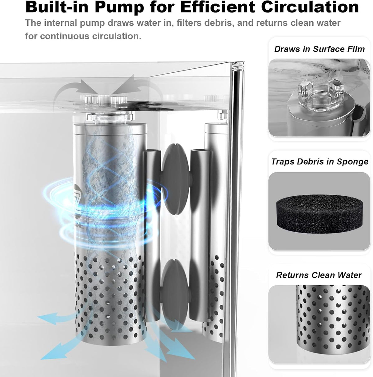 Aquarium Surface Skimmer with 4-Speed Controller for Planted Tanks