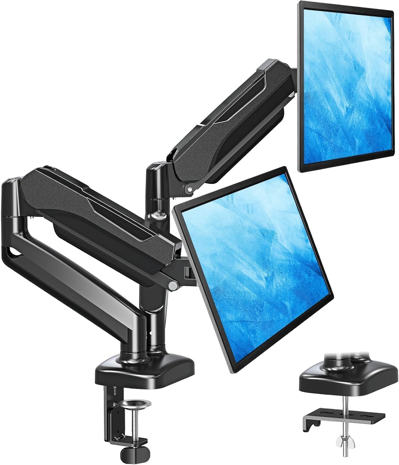 Dual Monitor Stand for Desk, Monitor Arms for 2 Monitors 32 27 24 22 Inches, Height Adjustable Double Monitor Mount
