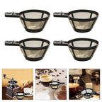 4 Piece Coffee Filter Basket Reusable 3-4 Cup Strainer for Home Kitchen or Office Use