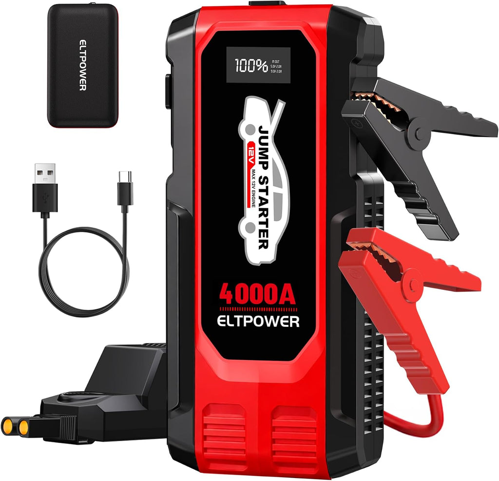 4000A Heavy Duty Jump Starter, 74Wh 12V Portable Truck Battery Booster Jump Box, Car Jump Starter for 8.0L Gas & 7.0L