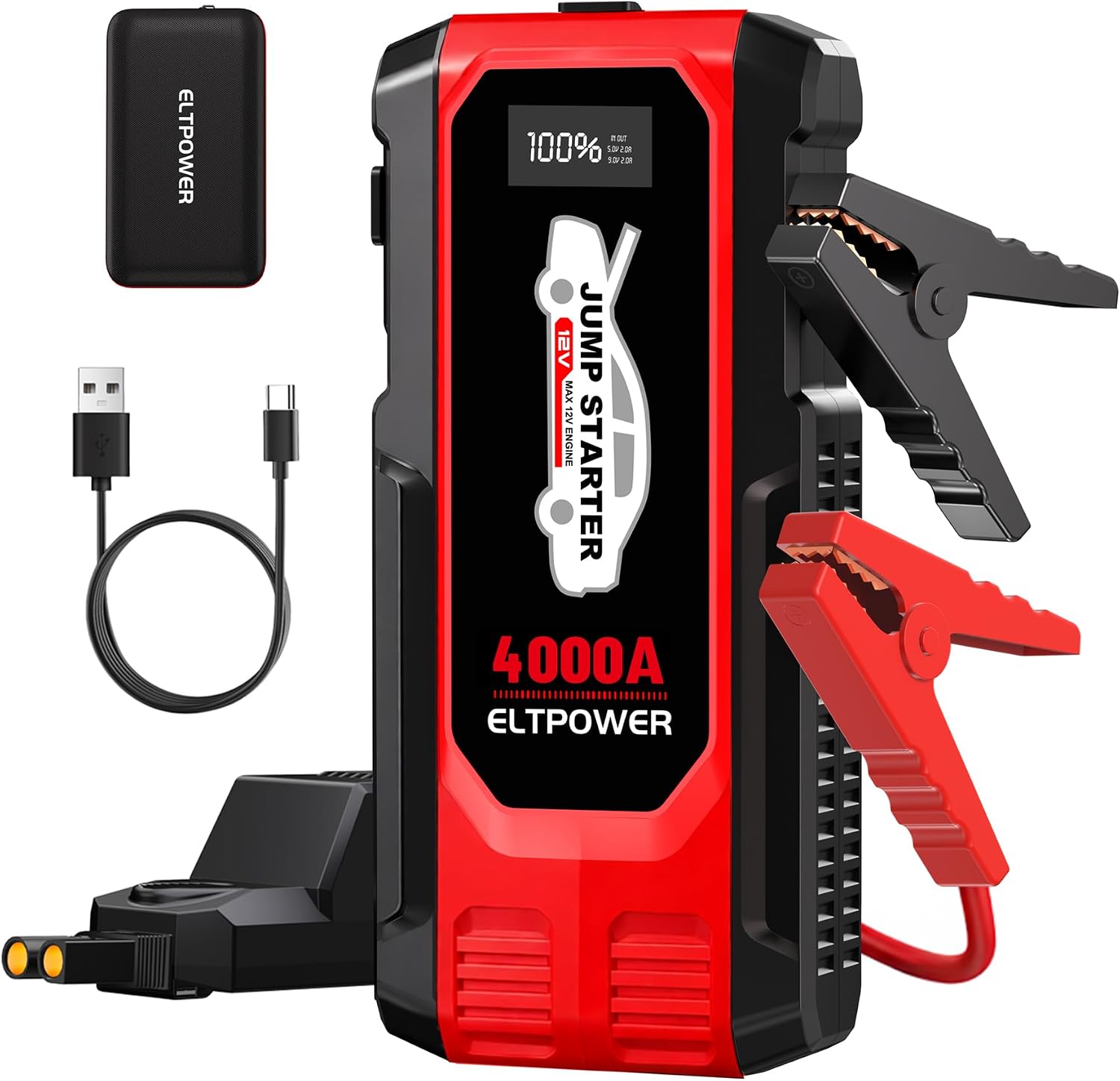 4000A Heavy Duty Jump Starter, 74Wh 12V Portable Truck Battery Booster Jump Box, Car Jump Starter for 8.0L Gas & 7.0L