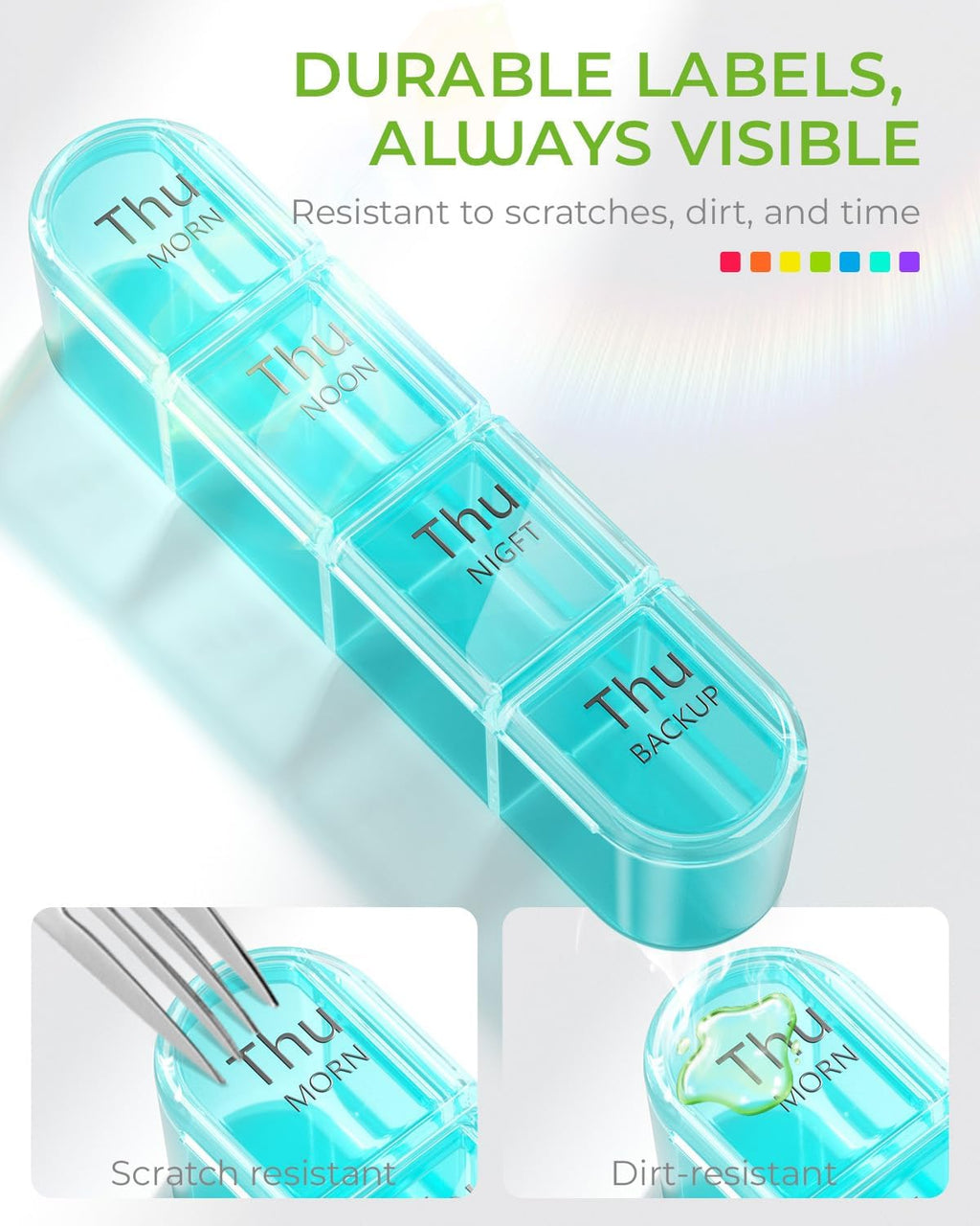 Weekly Pill Organizer 4 Times a Day, BPA Free Daily Pill Box 7 Day, Large Travel Pill Case with 28 Compartment to