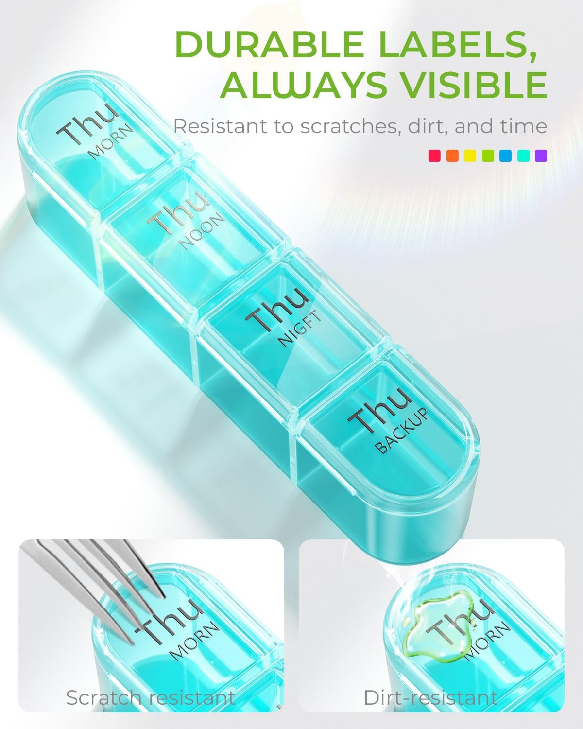Weekly Pill Organizer 4 Times a Day, BPA Free Daily Pill Box 7 Day, Large Travel Pill Case with 28 Compartment to