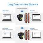 2D Bluetooth Wireless QR Barcode Scanner,Portable Ring Wearable Finger 1D 2D Mini Bar Code Reader Scanner Suppot