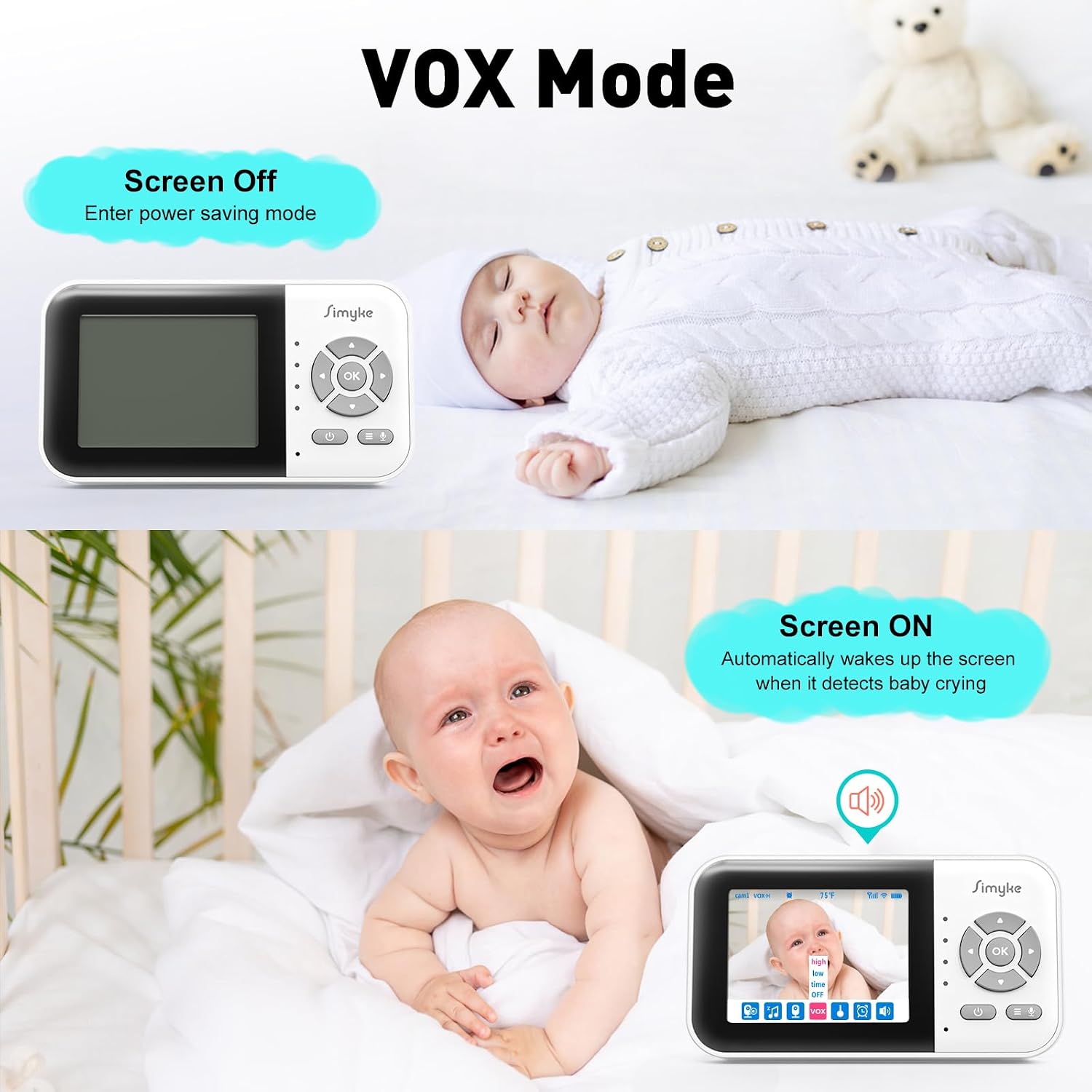 Upgrade Video Baby Monitor,WiFi Baby Camera,2.8" Display and App Control,1200ft Long Range,2 Way Talk,Auto Night