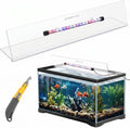 Aquarium Lids Canopy with LED Light, 3 Pcs, Clear, 36x18in