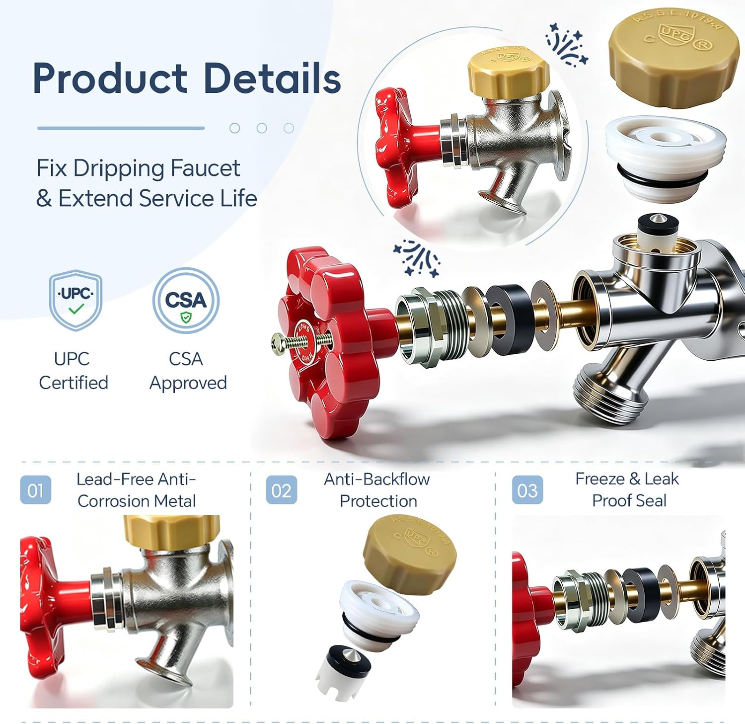 Outdoor Faucet Repair Kit,ASSE 1019-A Water Hose of | Home Improvement,Anti-Siphon Frostproof Faucet Valve Hose