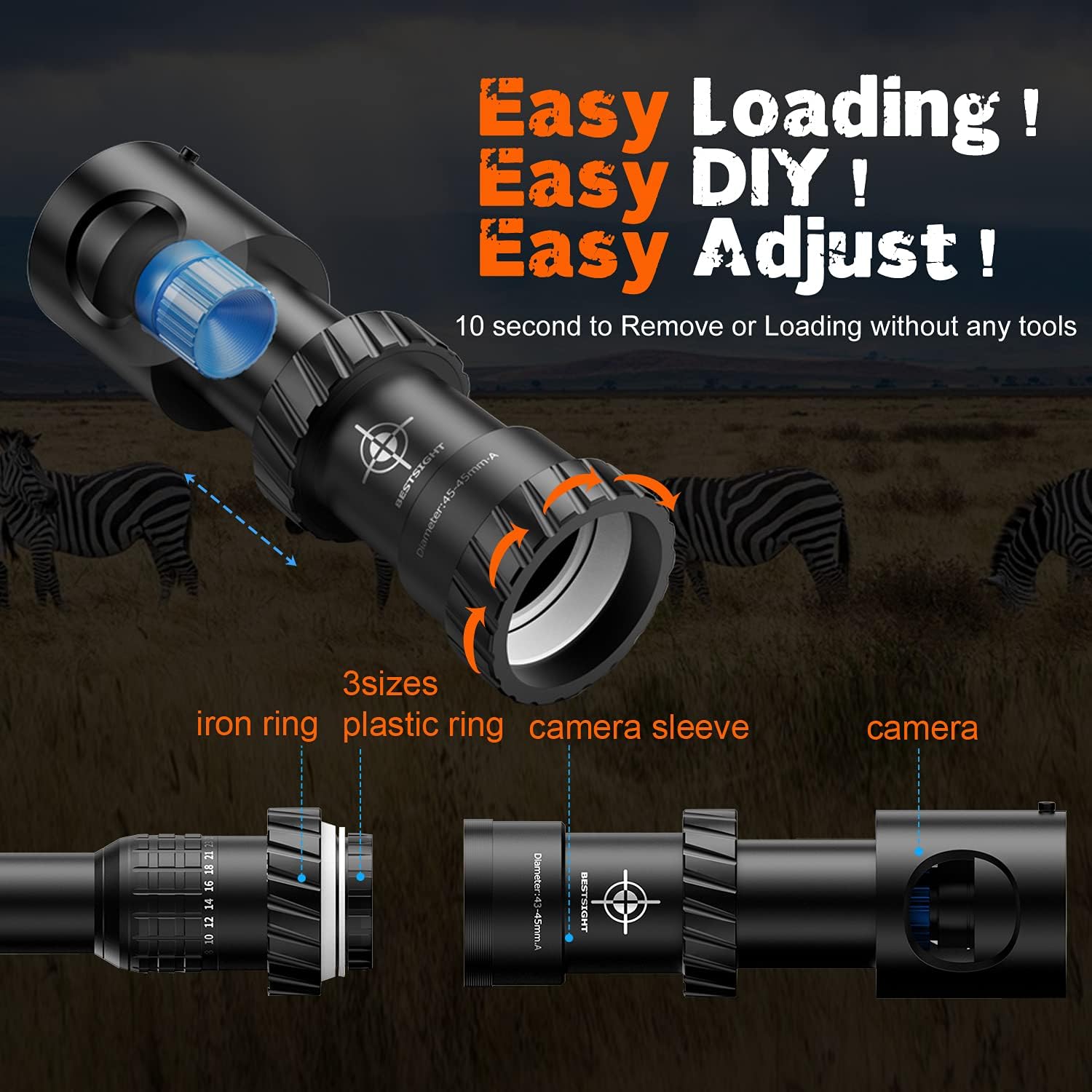 DIY Rifle Night Vision Scope with CCD and Flashlight for Riflescope Hunting