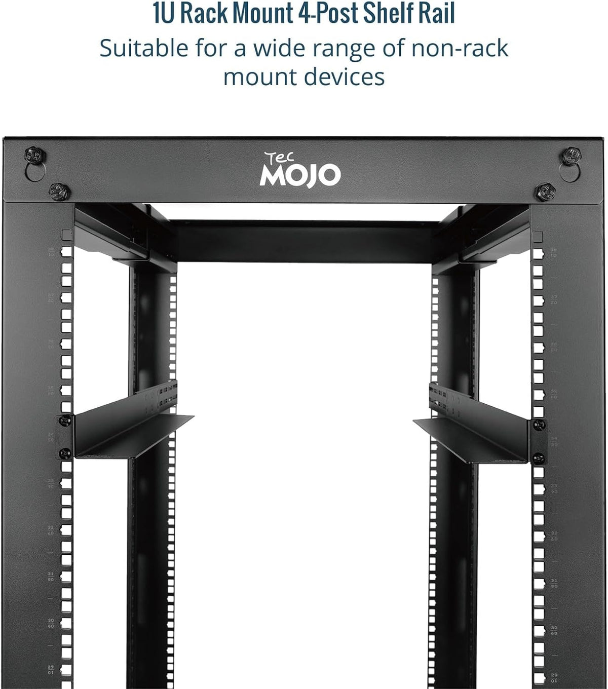 Tecmojo 1U Universal Rack Mount Rails,4-Post Server Rack Shelf Rail with 20.9"-32" Adjustable Depth Fit for Non-Rack Mountable Server/Networking/AV/IT Equipment