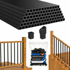 120 Pack 32" Deck Balusters, Square Aluminum Deck Balusters Black Metal Deck Spindles, Flat & Adjustable Angle