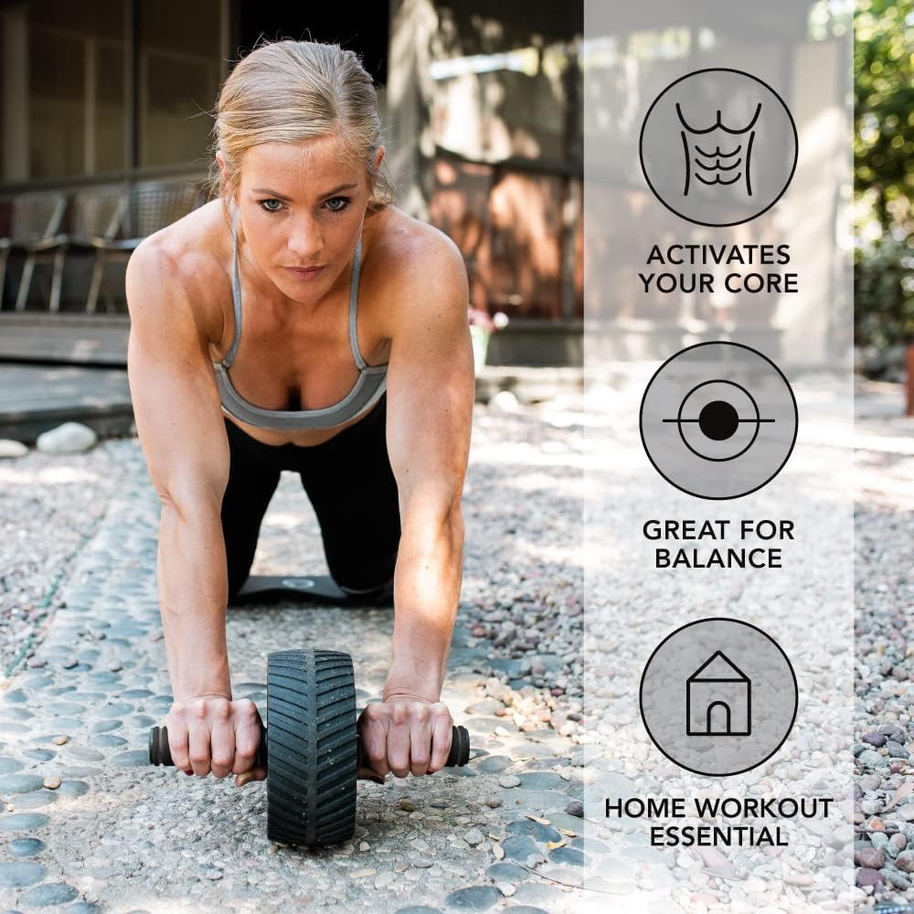 Ab Wheel Roller for Core Strength Training | Sturdy 3" Ab Wheel with Knee Pad | Easy to Assemble Home Gym Fitness