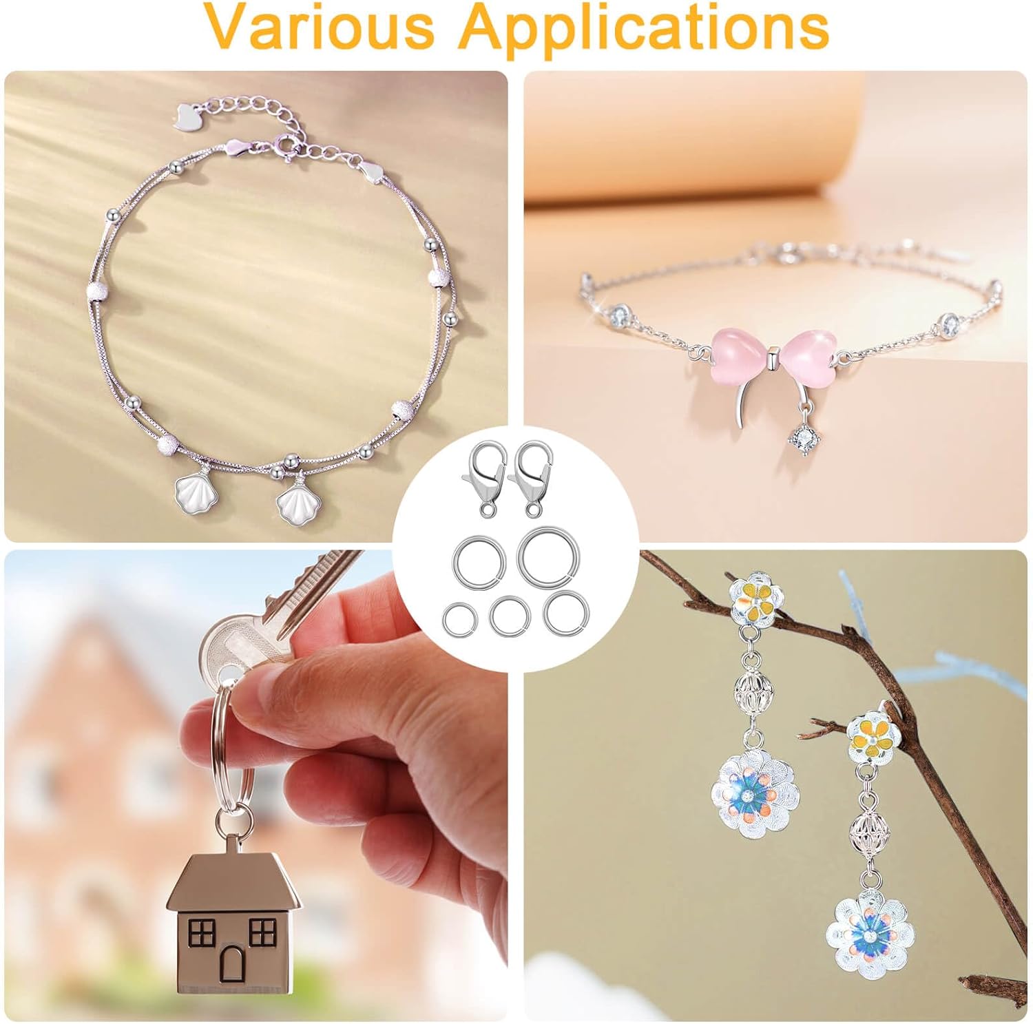 1200PCS Jump Rings for Jewelry Making Kit, Jump Rings and Necklace Clasps with Jump Ring Pliers Tools for Jewelry