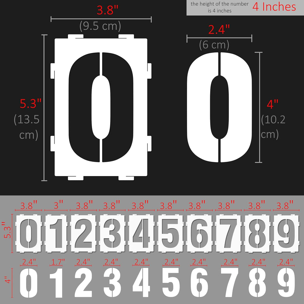 Interlocking Number Stencil Set – 20 Reusable Pieces for Numbers 0–9 – Durable 10 Mil Plastic – for Wood, Walls