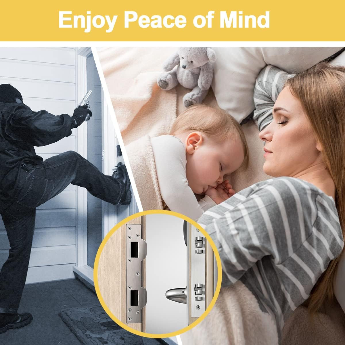 Door Strike Plate Reinforcement Plate - Front Door Security Devices Metal Striker Plates Door Latch Plate with 5-1/2
