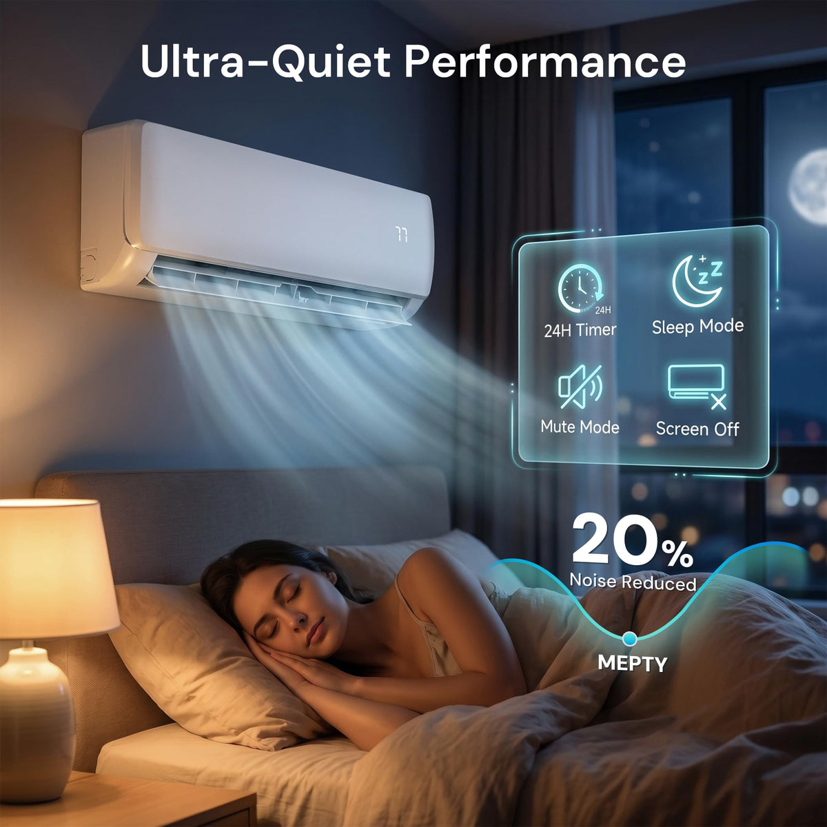 18000BTU Mini Split AC/Heating System, 19 SEER2 Energy Efficient Mini Split Air Conditioner with Heat Pump, 230V