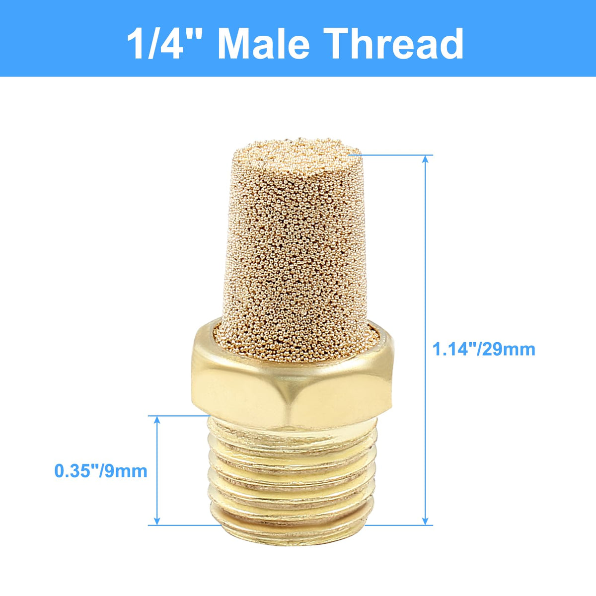 Coufce 10 Pack 1/4" Male Thread Pneumatic Brass Exhaust Muffler Filter