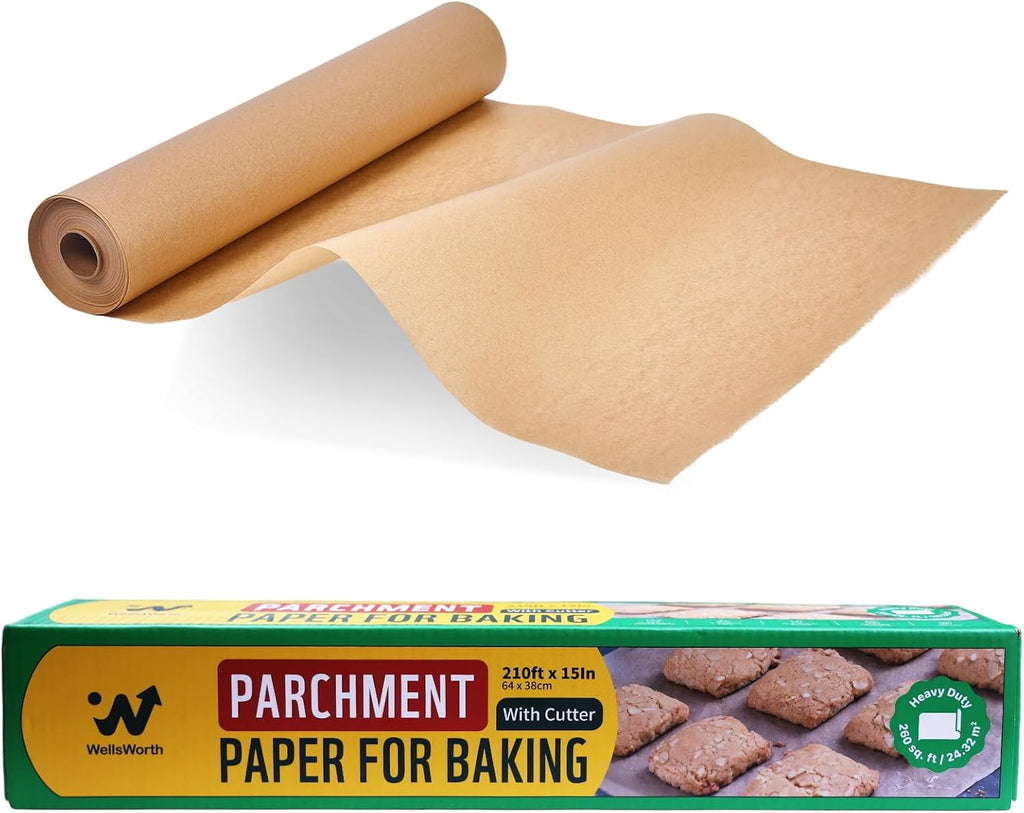 Unbleached Parchment Paper Roll, 15 in x 210 ft 262 Sq.ft, BPA & PFA Free