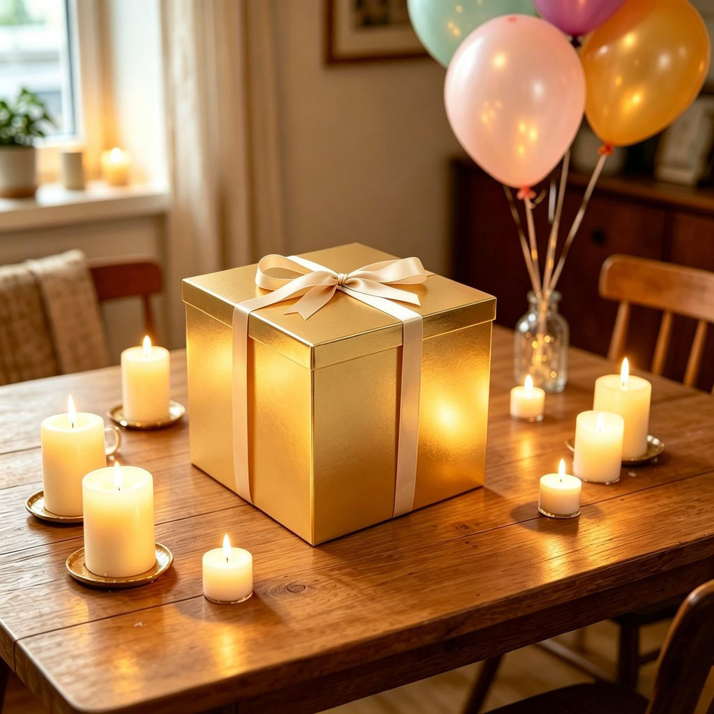 Gold Gift Box with Lid 10x10x8 Inches Gold Box 2 Pack