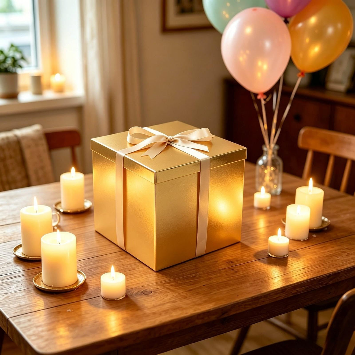 Gold Gift Box with Lid 10x10x8 Inches Gold Box 2 Pack