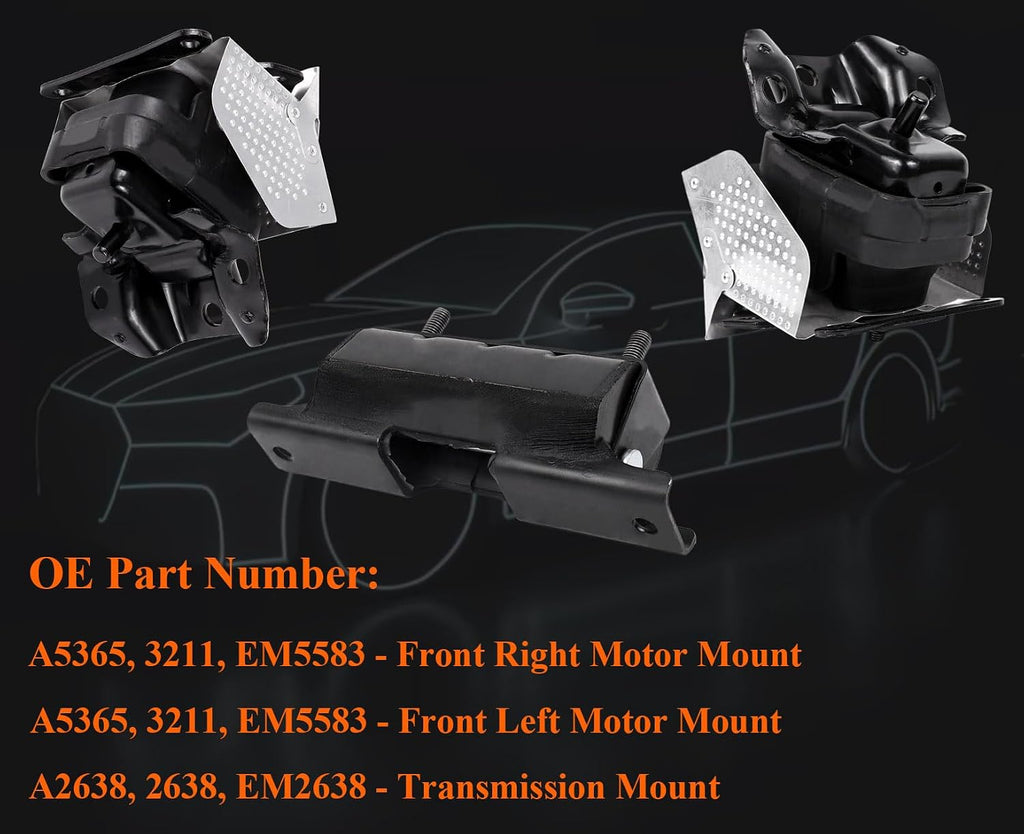 3PCS Engine Motor & Trans Mount Set Fit for 2007-2013 Chevy Suburban 1500