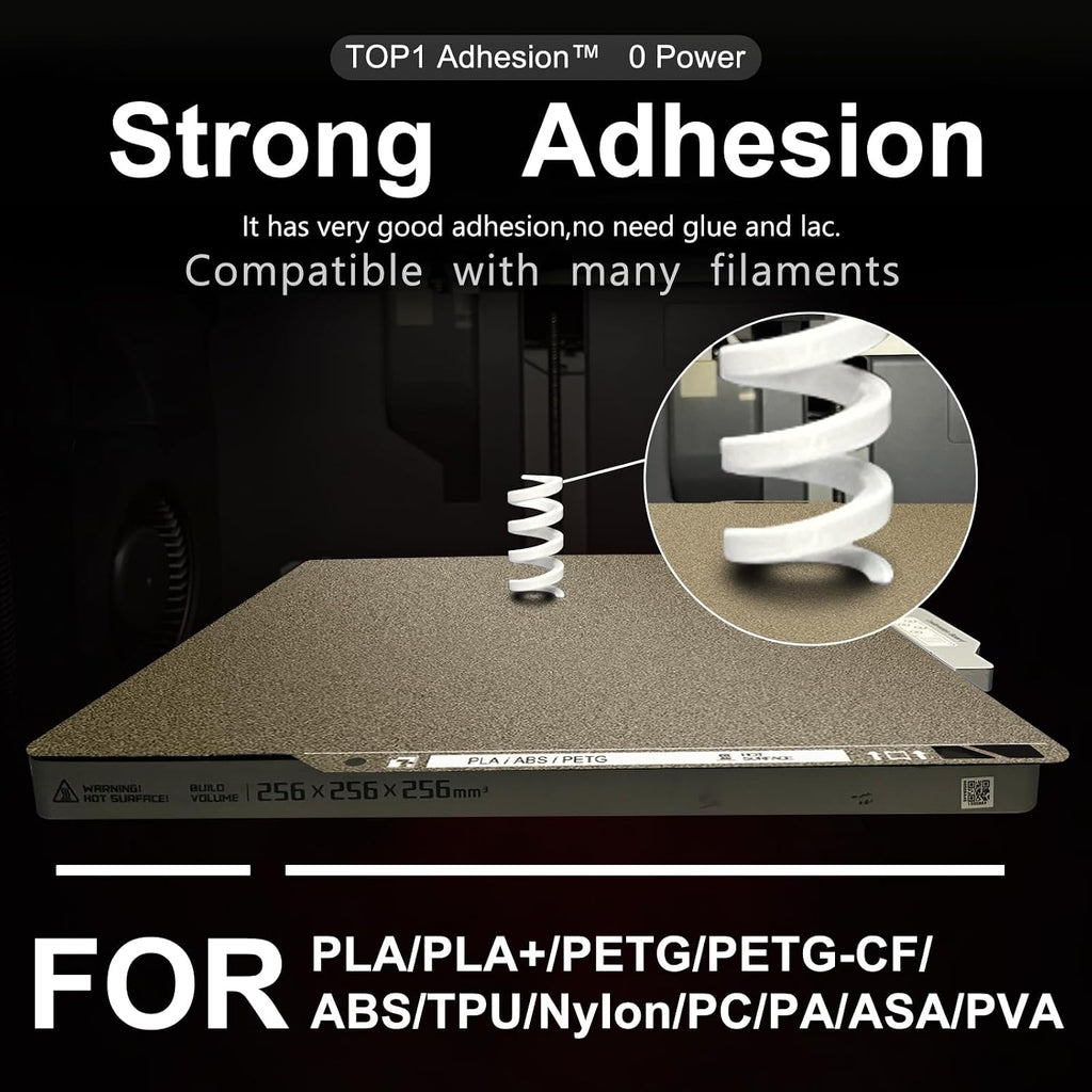 Upgraded Thicker Textured PEI Plate 0.77mm with QR Code for Bambu Lab P1S/P2S/P1P/X1/X1C/A1/X2D 3D Printer, 257x257mm